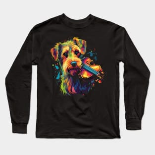 Airedale Terrier Playing Violin Long Sleeve T-Shirt